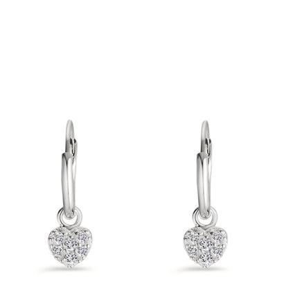 Oorringen creolen met hanger Zilver Zirkonia 6 Steen Hart