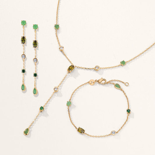 Ohrhänger Bronze Aventurin Zirkonia vergoldet