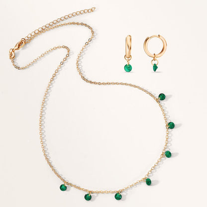 Créoles avec pendentif Bronze Zircone vert