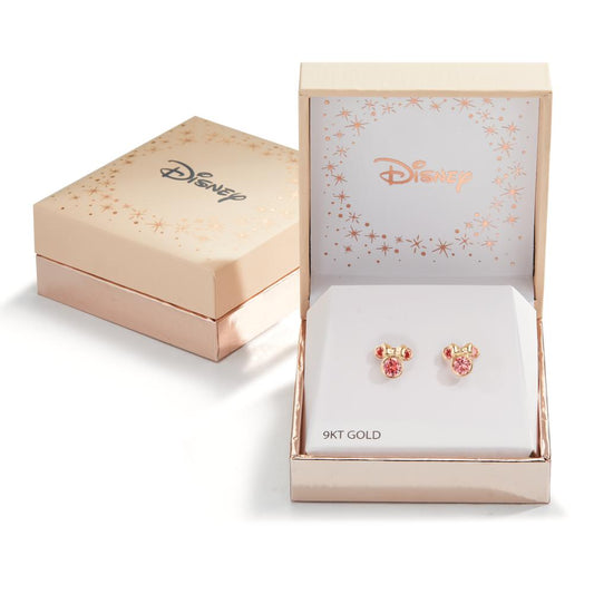 Clous d'oreilles Or jaune 9K Zircone rose, 6 Pierres Ø8 mm