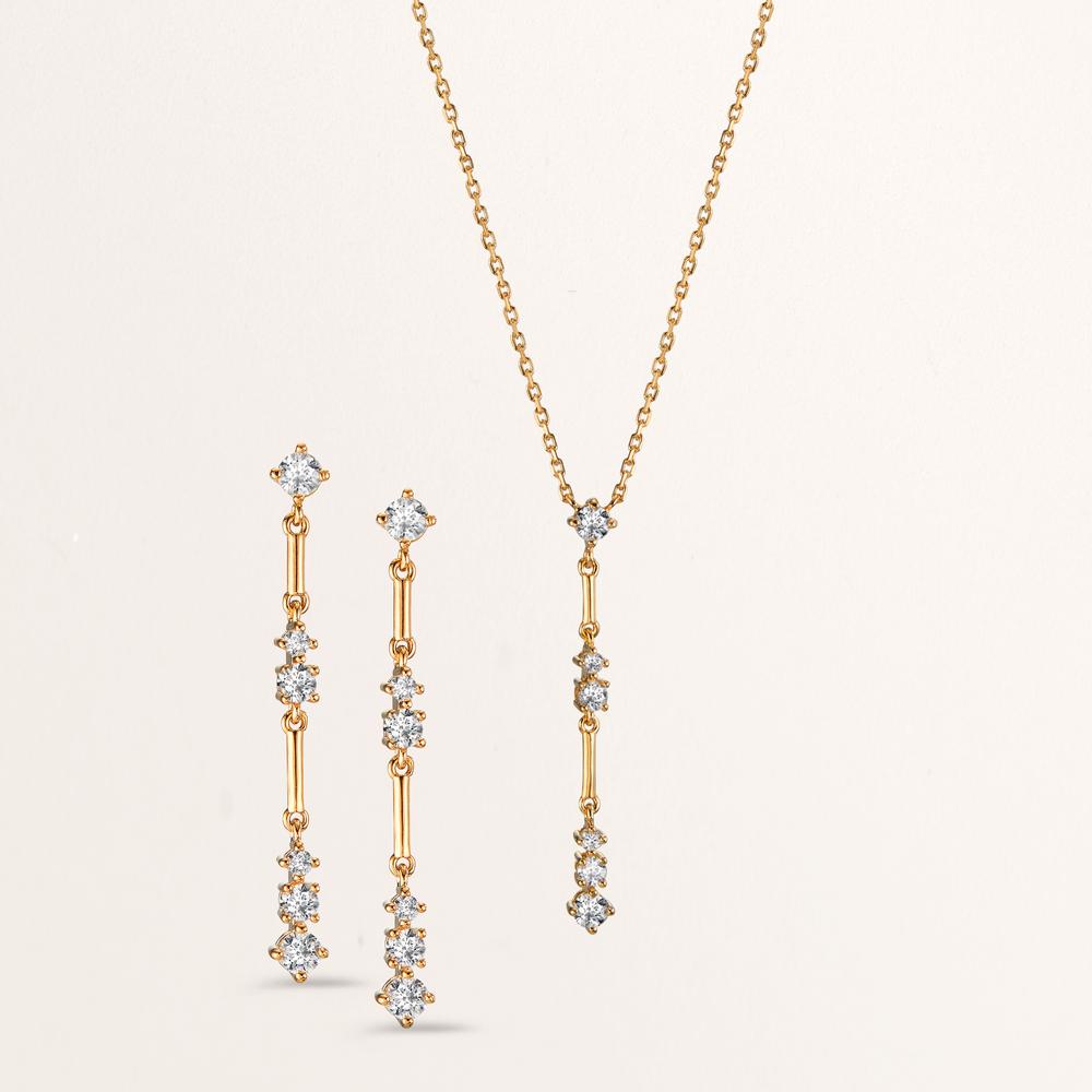 Collier Brons Zirkonia 6 Steen 40-45 cm