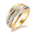 Fingerring 750/18 K Gelbgold, 750/18 K Weissgold Diamanten 0.16 ct, w-si