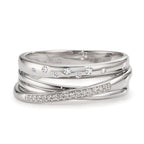 Fingerring 750/18 K Weissgold Diamanten 0.11 ct, w-si