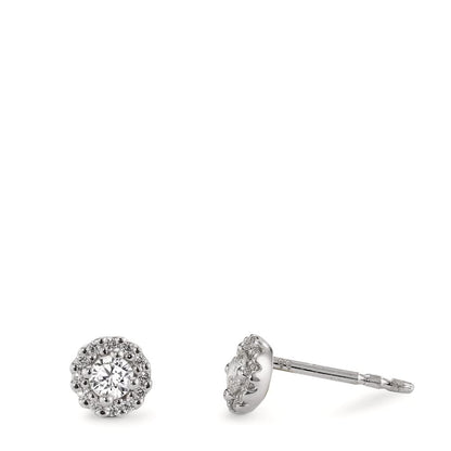 Oorknoppen 750/18K witgoud Diamant 0.24 ct, w-si Ø5 mm