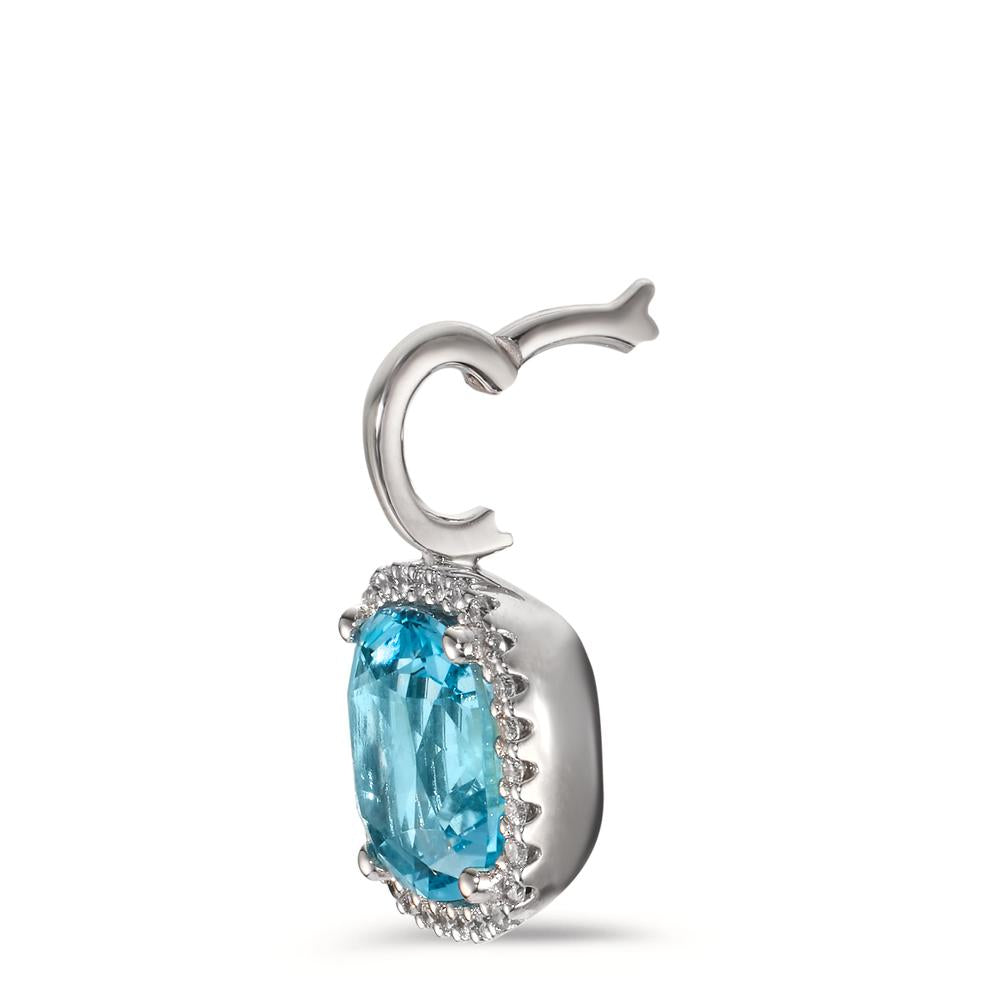 Anhänger 750/18 K Weissgold Diamanten 0.14 ct, w-si, Topas blau, 0.69 ct Ø11.5 mm