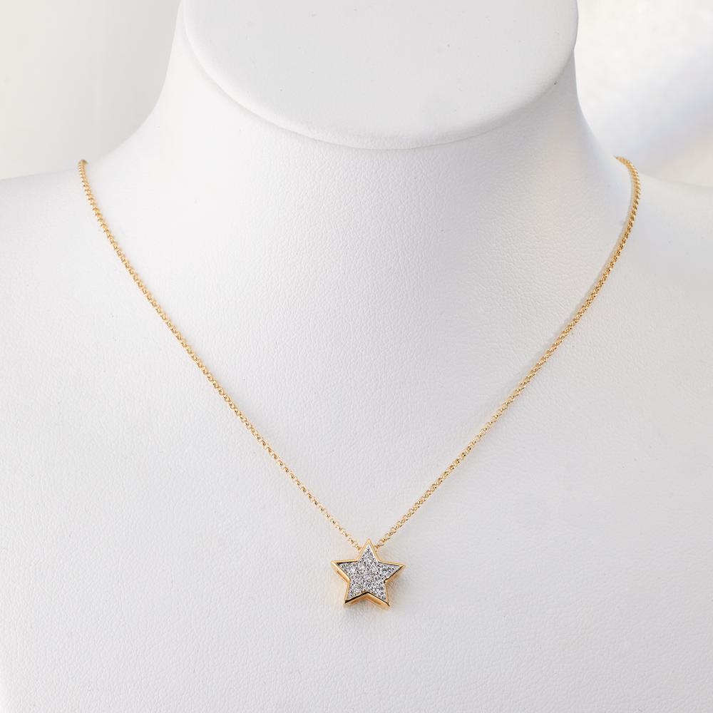 Hanger 750/18K geel goud Diamant 0.08 ct, w-si Ster Ø10 mm