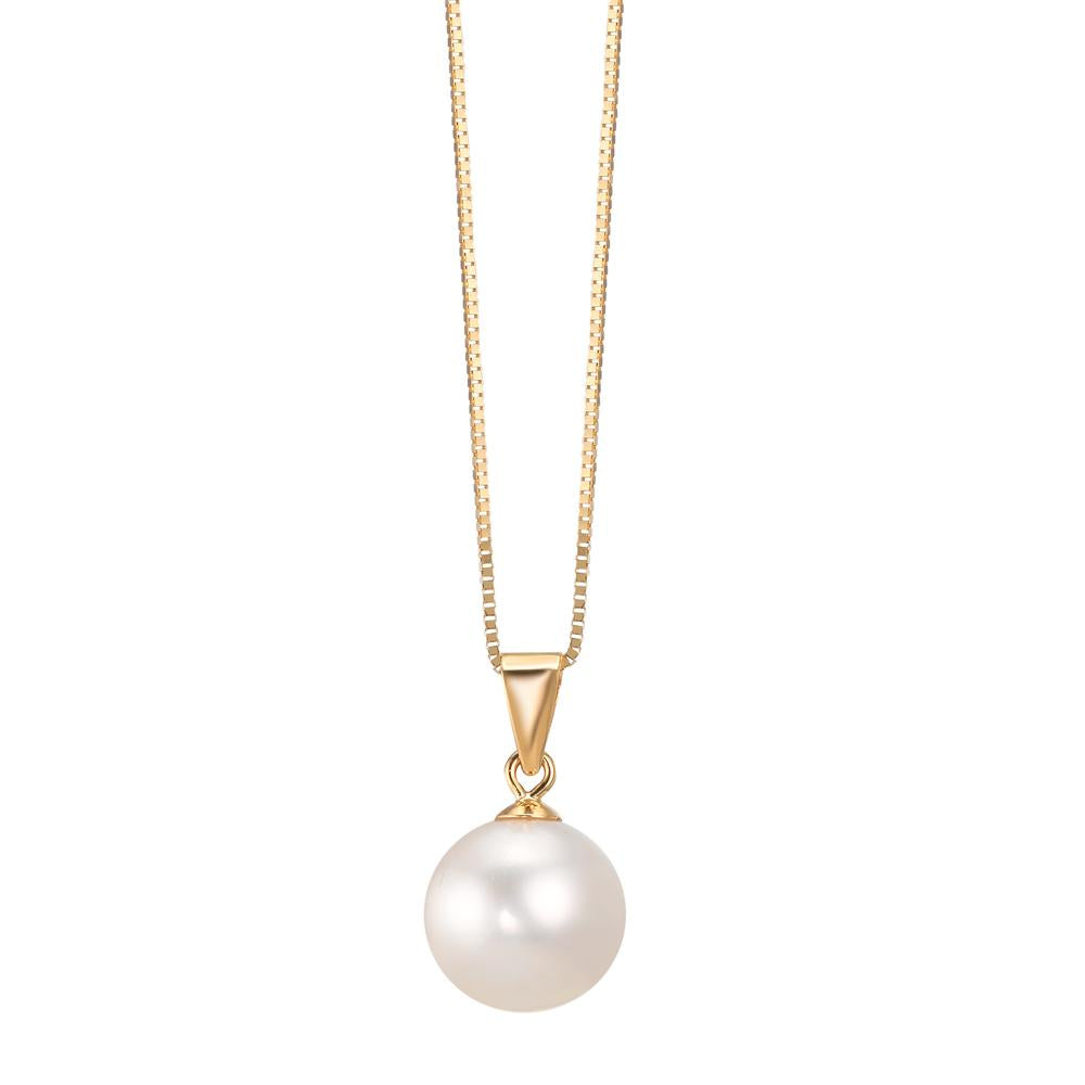 Hanger 750/18K geel goud zoetwater Parel wit, 7.5 mm