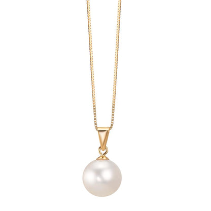 Anhänger 750/18 K Gelbgold Süsswasserzuchtperle weiss, 7.5 mm