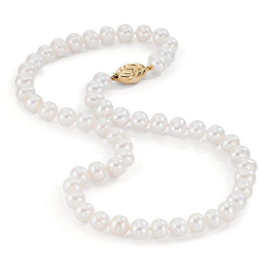 Collier Or jaune 18K perle d'eau douce 8.5-9 mm 45 cm