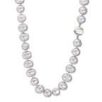 Collier Or blanc 18K perle d'eau douce gris 10.5-11 mm 42 cm