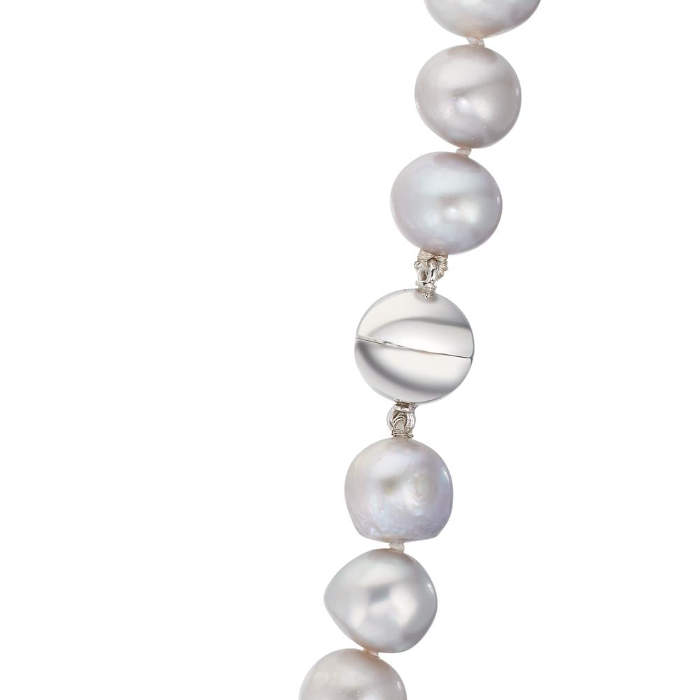 Collier 750/18 K Weissgold Süsswasserzuchtperlen grau 10.5-11 mm 42 cm
