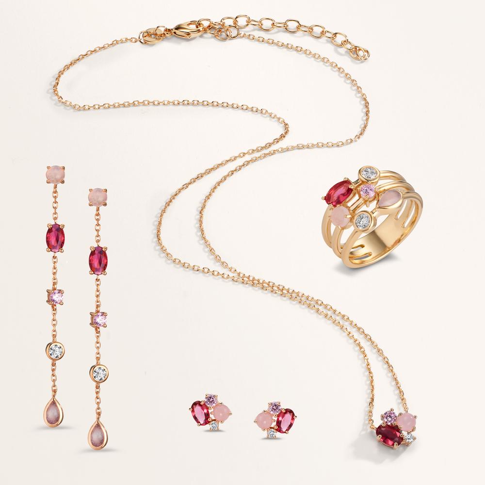 Collier Bronze Zircone 4 Pierres Plaqué or 40-45 cm