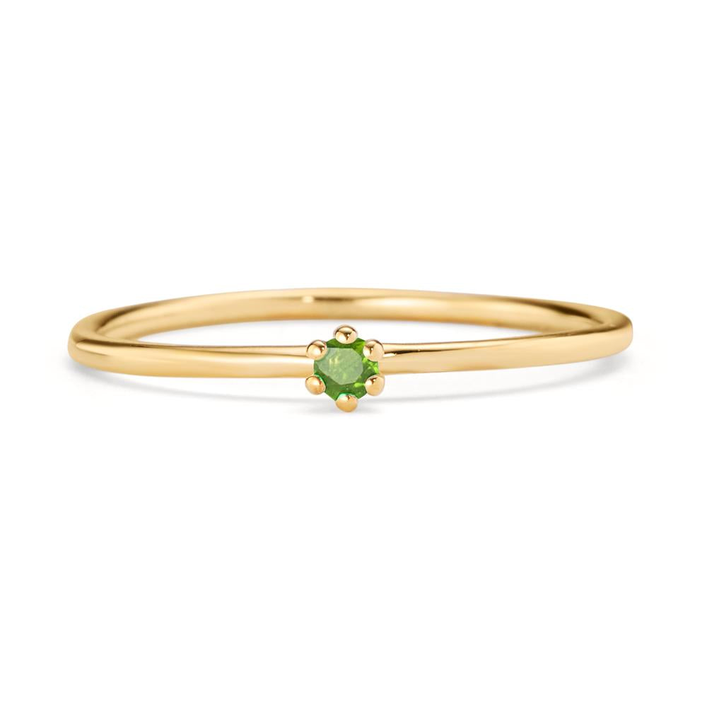 Bague solitaire Or jaune 14K Grenat vert 0.04 ct