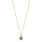 Collier Or jaune 14K Topaze London Blue 0.13 ct 39-42 cm