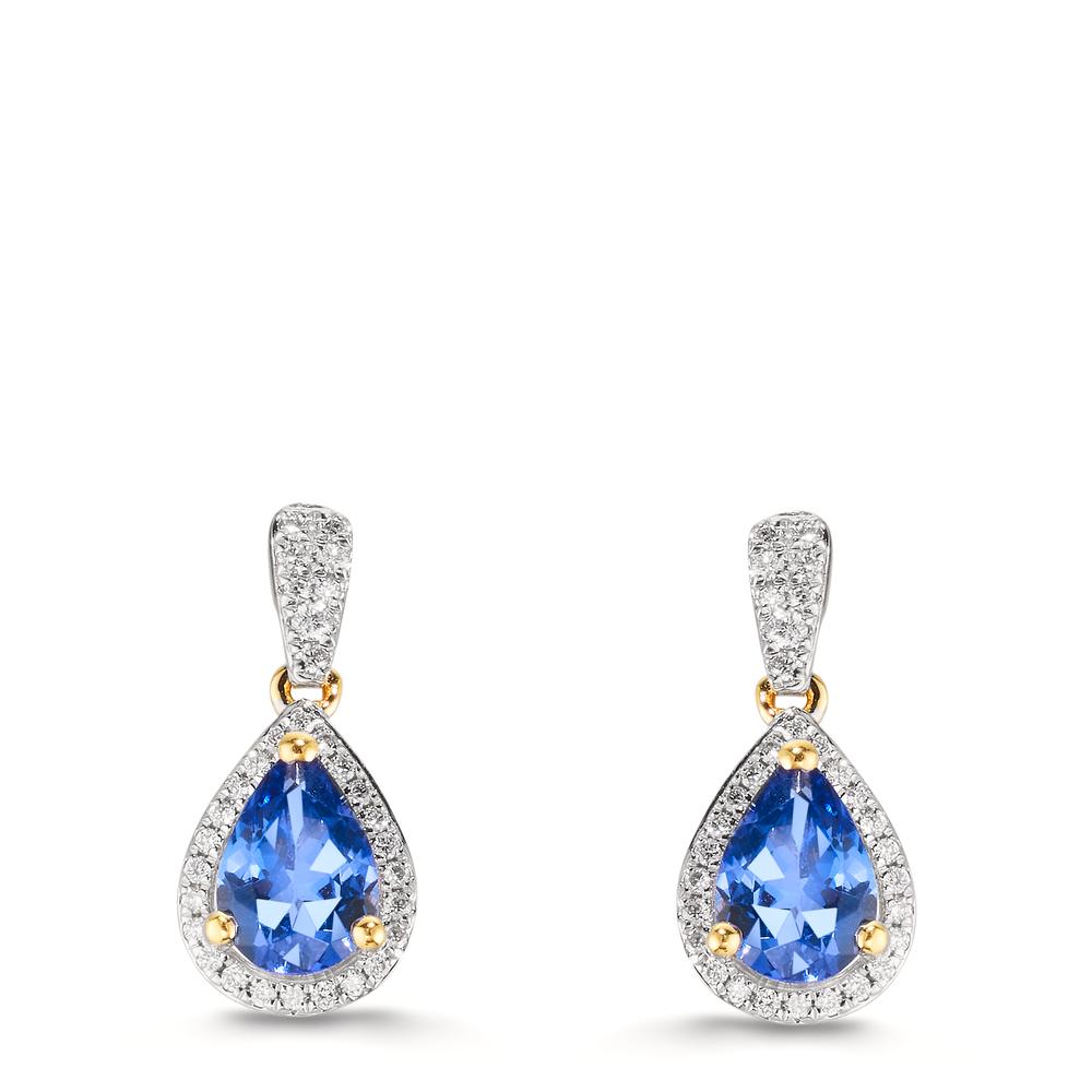 Oorbellen 750/18K geel goud Tanzaniet 1.16 ct, 2 Steen, Diamant 0.21 ct, w-si