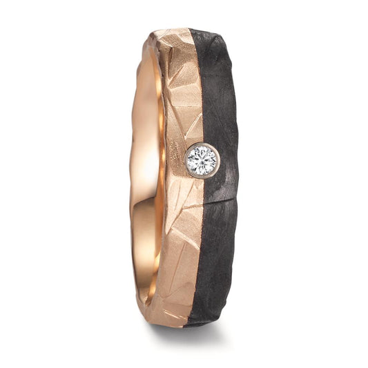Partnerring 585/14K roségoud, Carbon Diamant 0.03 ct, w-si