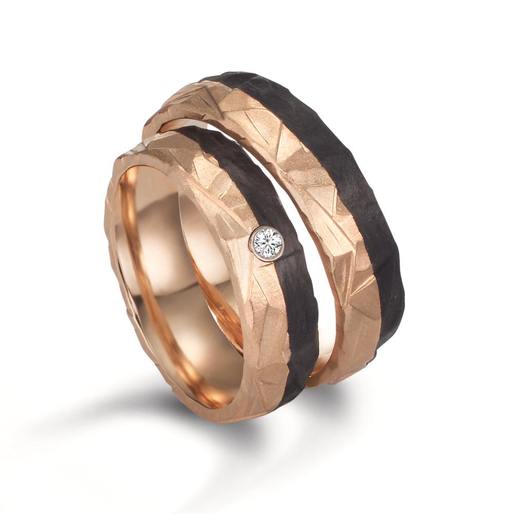 Partnerring 585/14K roségoud, Carbon