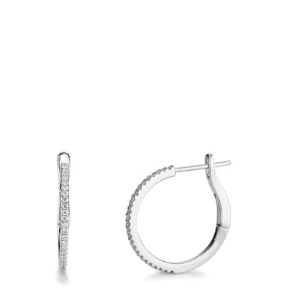 Scharnier oorringen creolen 750/18K witgoud Diamant 0.185 ct, 50 Steen, w-si