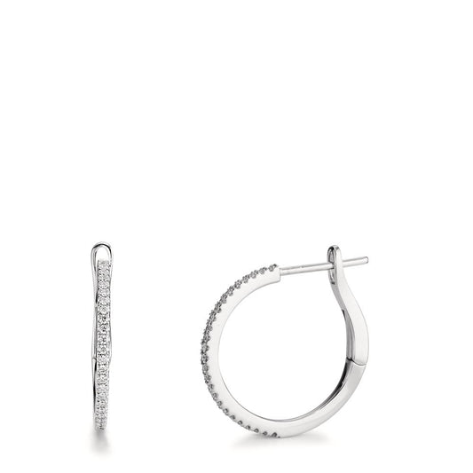 Créoles à charnières Or blanc 18K Diamant 0.185 ct, 50 Pierres, w-si