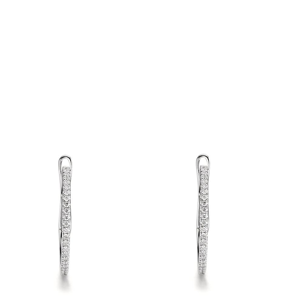 Créoles à charnières Or blanc 18K Diamant 0.185 ct, 50 Pierres, w-si