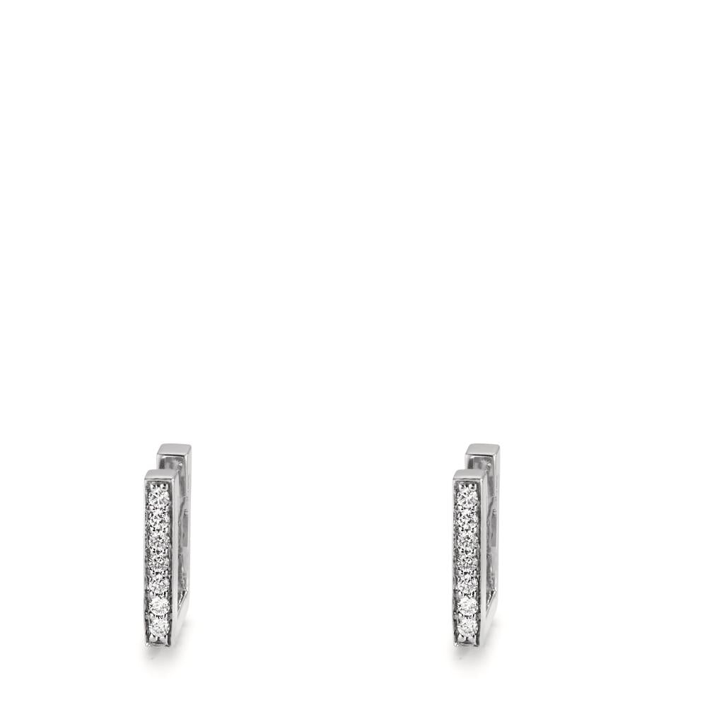 Scharnier oorringen creolen 750/18K witgoud Diamant 0.13 ct, w-si