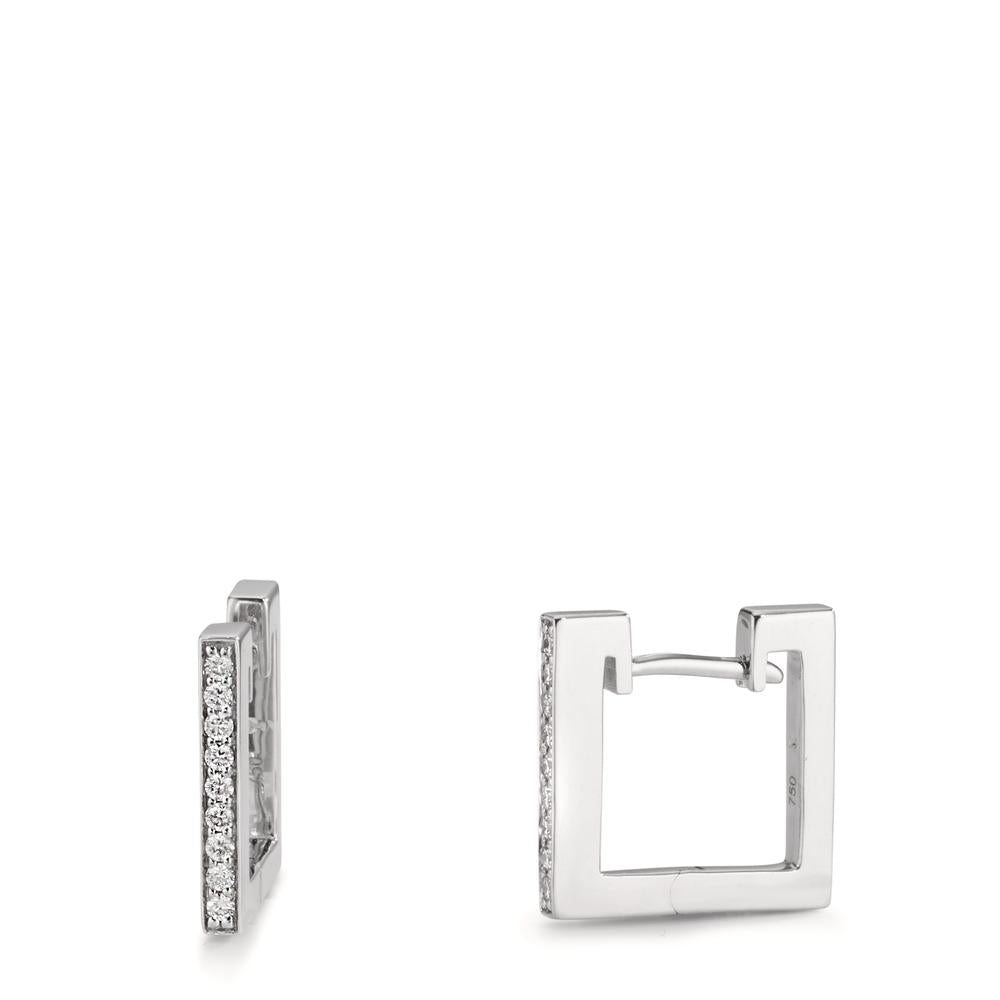 Créoles à charnières Or blanc 18K Diamant 0.16 ct, w-si
