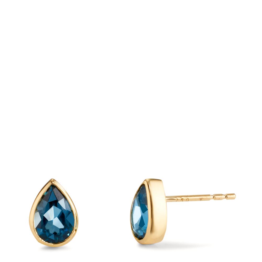 Ohrstecker 750/18 K Gelbgold London Blue Topas 2 Steine