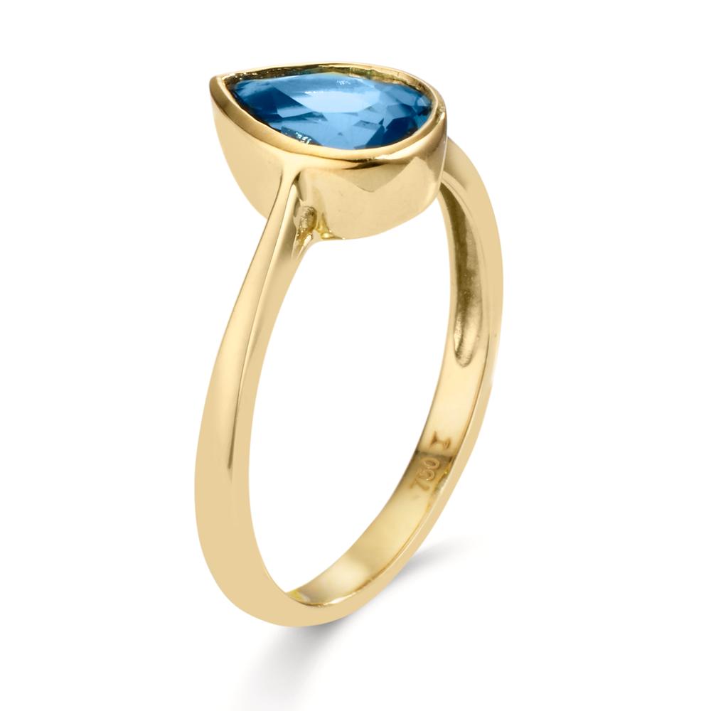 Bague Or jaune 18K Topaze London Blue