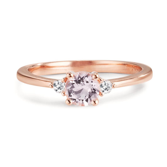 Bague Or rouge 18K Morganite rose, Diamant 0.065 ct, 2 Pierres, w-si