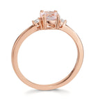 Ring 750/18K rood goud Morganiet roze, Diamant 0.065 ct, 2 Steen, w-si