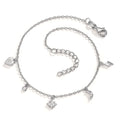 Fusskettchen Silber Zirkonia 4 Steine rhodiniert 22-25 cm verstellbar