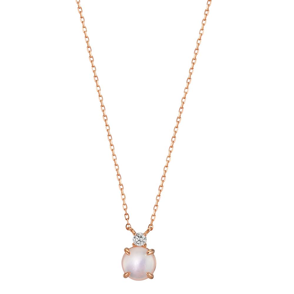Collier Zilver Zirkonia Rosé Verguld Parelmoer 40-45 cm
