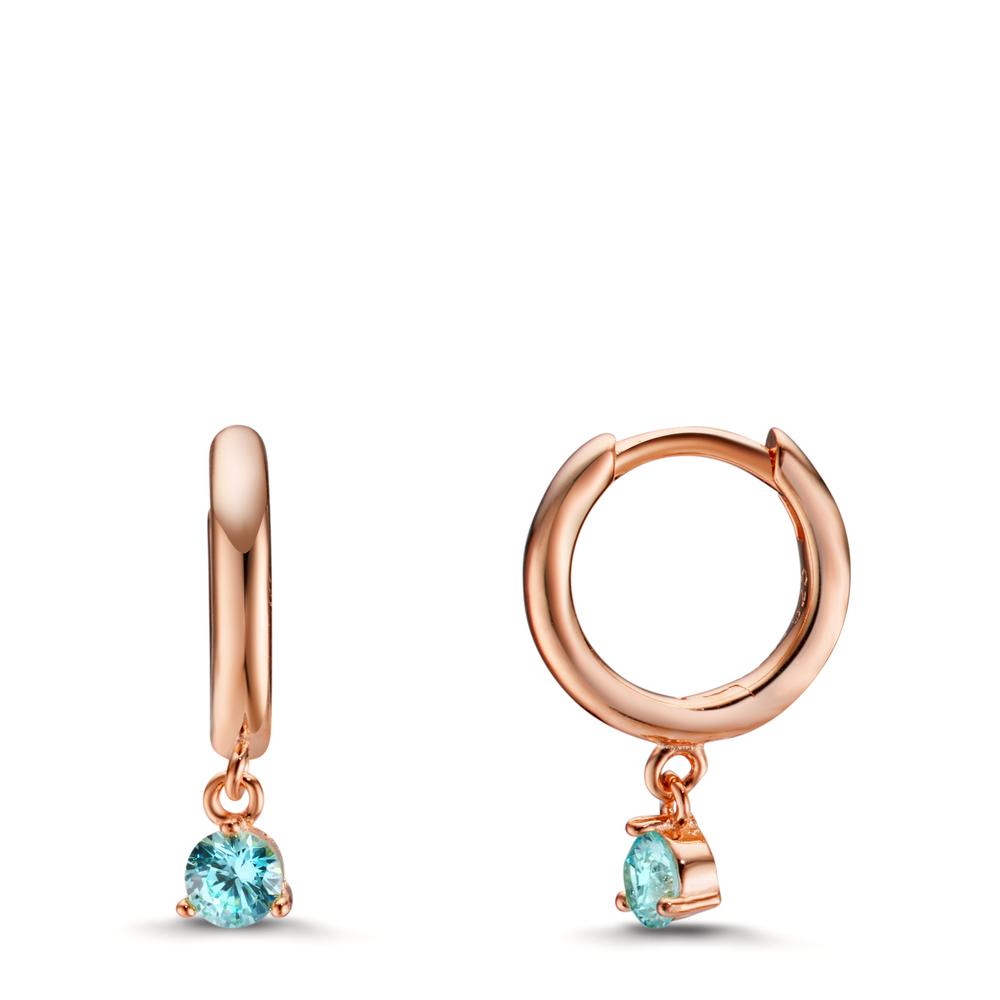 Scharnier oorringen creolen Zilver Zirkonia aquatisch Rosé Verguld