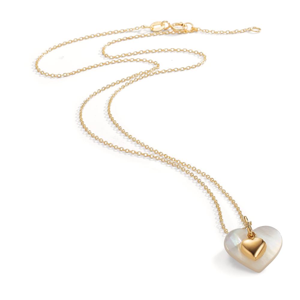 Set 375/9K geel goud Parelmoer wit Hart 40-42 cm