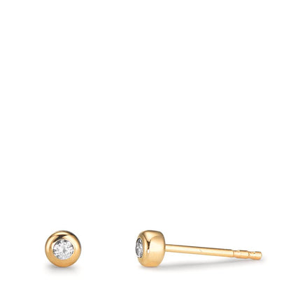 Clous d'oreilles Or jaune 9K Zircone 2 Pierres Ø3.5 mm