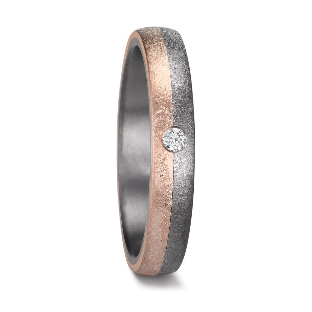 Partnerring 999 Tantaal, 585/14K roségoud Diamant 0.04 ct, w-si