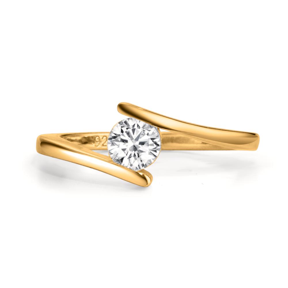 Ring Zilver Zirkonia Geel Verguld