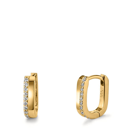 Créoles à charnières Argent Zircone 20 Pierres jaune Plaqué or