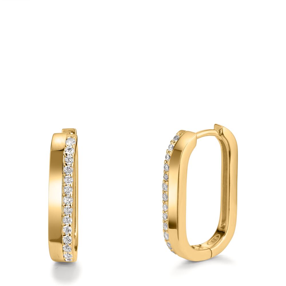 Scharnier oorringen creolen Zilver Zirkonia 28 Steen Geel Verguld