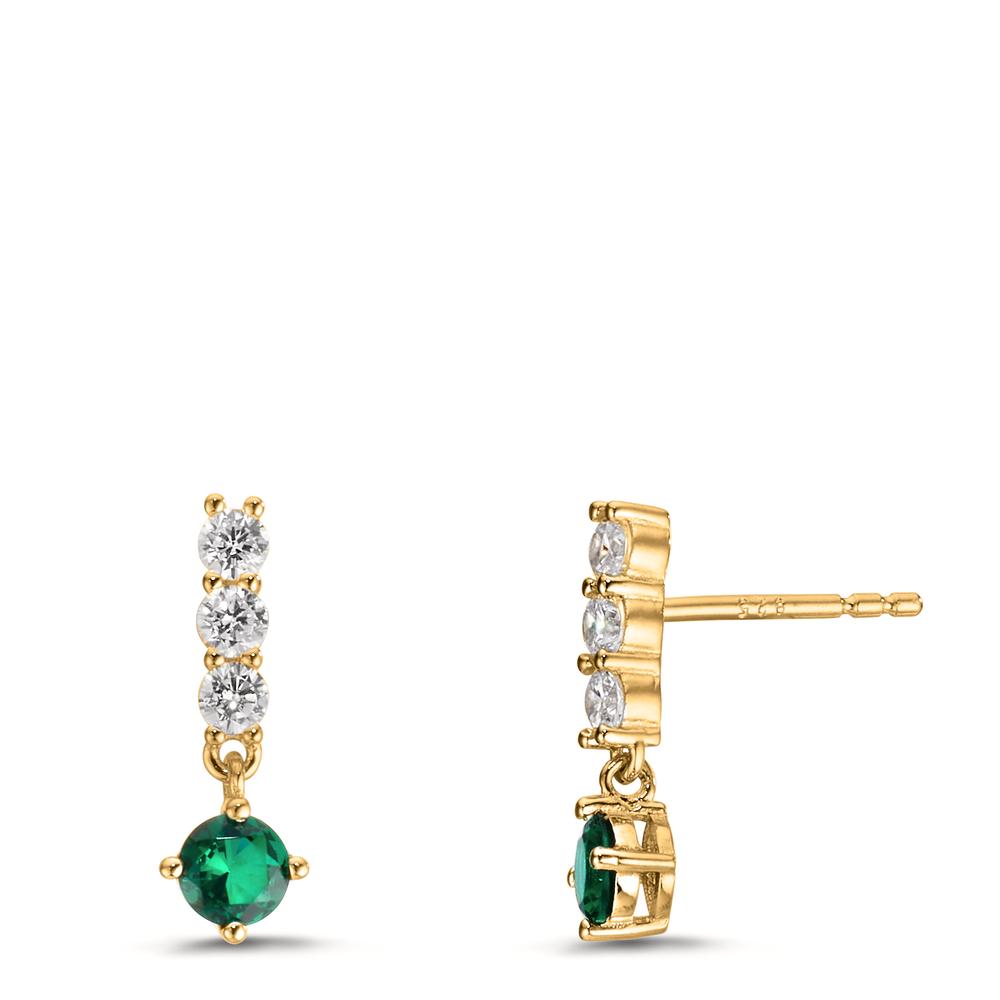 Oorbellen Zilver Zirkonia 8 Steen Geel Verguld