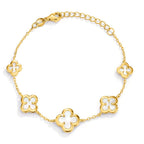 Bracelet Argent jaune Plaqué or nacre Fleur