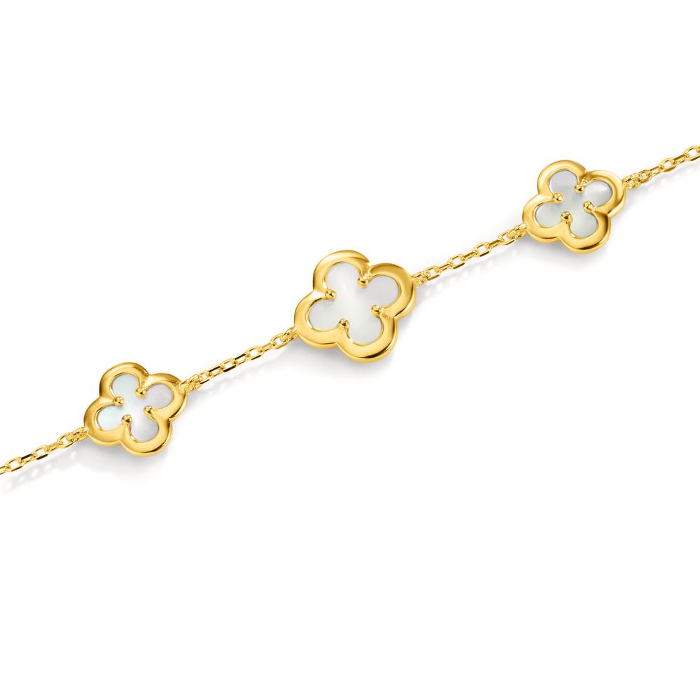 Armband Silber gelb vergoldet Perlmutt Blume verstellbar
