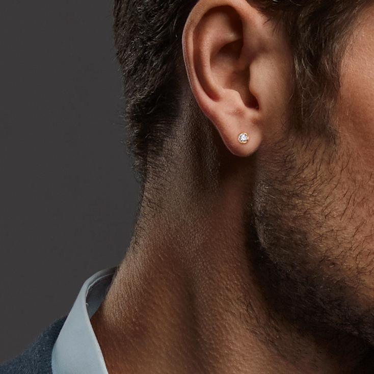 Oorknop 1 stuk 750/18K geel goud Zirkonia Ø2.5 mm