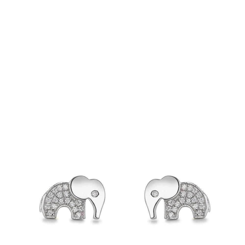 Clous d'oreilles Argent Zircone Rhodié Éléphant