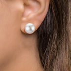 Oorknoppen Zilver Gerhodineerd zoetwater Parel, 2 Parels, 11 mm Ø11 mm