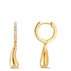 Créoles à charnières Argent Zircone 18 Pierres jaune Plaqué or