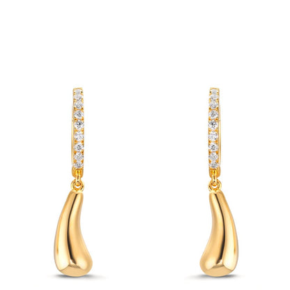 Créoles à charnières Argent Zircone 18 Pierres jaune Plaqué or