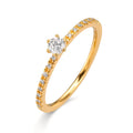 Solitaire ring 750/18K geel goud Diamant 0.20 ct, 17 Steen, [Brillant], w-si