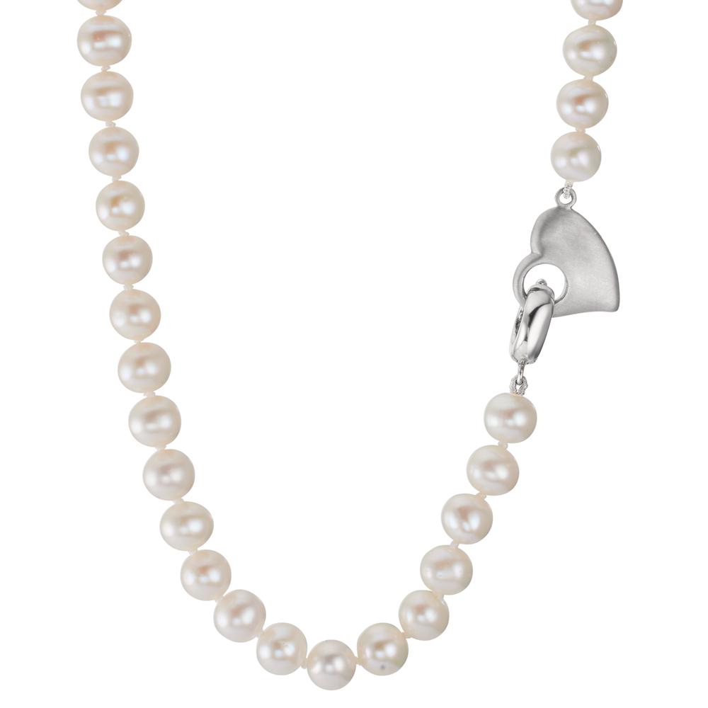 Collier Zilver Gerhodineerd zoetwater Parel 6-7 mm Hart 45 cm