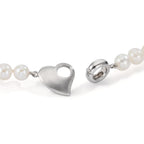 Collier Argent Rhodié perle d'eau douce 6-7 mm Coeur 45 cm